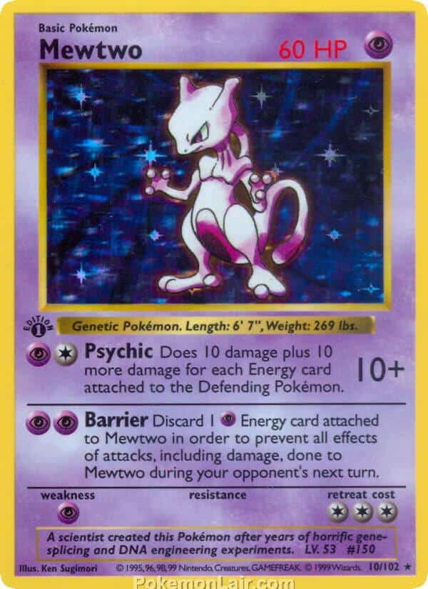 1999 Pokemon Trading Card Game Base Price List 10 Mewtwo