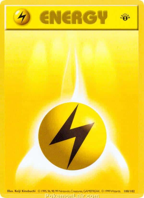 1999 Pokemon Trading Card Game Base Price List 100 Lightning Energy