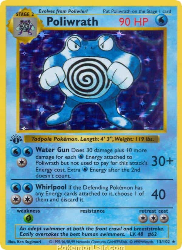 1999 Pokemon Trading Card Game Base Price List 13 Poliwrath