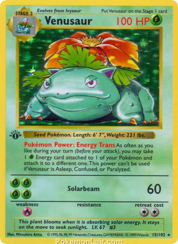 1999 Pokemon Trading Card Game Base Price List 15 Venusaur