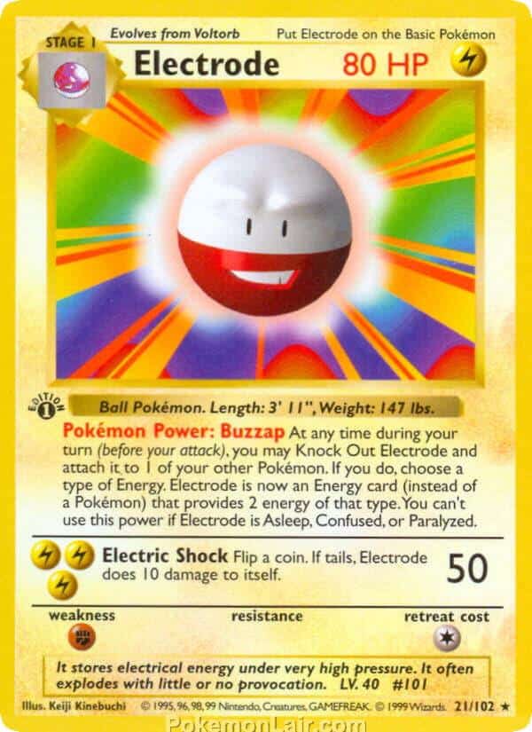 1999 Pokemon Trading Card Game Base Price List 21 Electrode