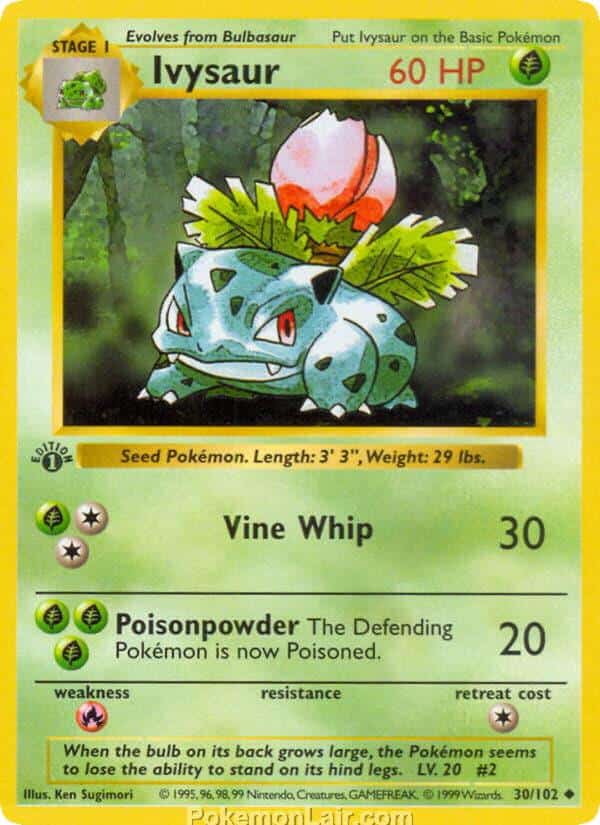 1999 Pokemon Trading Card Game Base Price List 30 Ivysaur