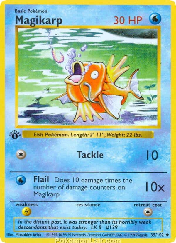 1999 Pokemon Trading Card Game Base Price List 35 Magikarp
