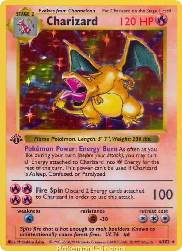 1999 Pokemon Trading Card Game Base Price List 4 Charizard