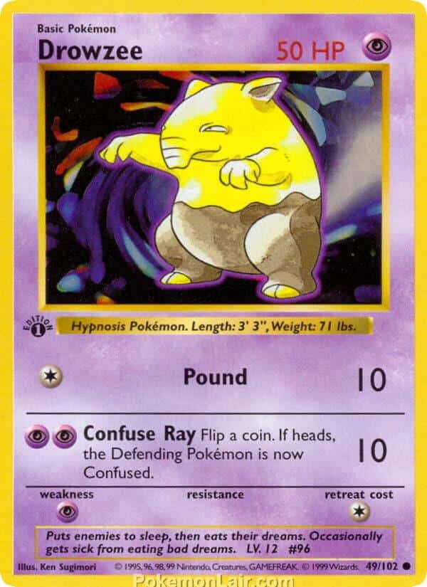 1999 Pokemon Trading Card Game Base Price List 49 Drowzee