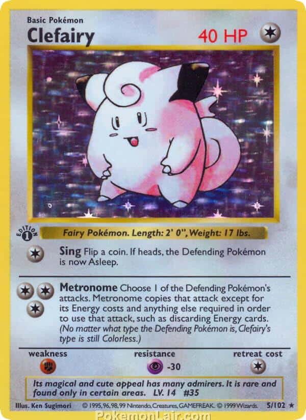 1999 Pokemon Trading Card Game Base Price List 5 Clefairy