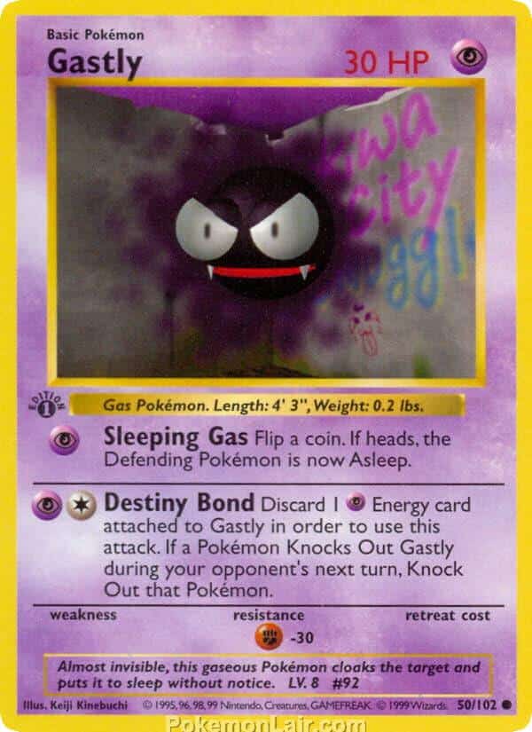 1999 Pokemon Trading Card Game Base Price List 50 Gastly