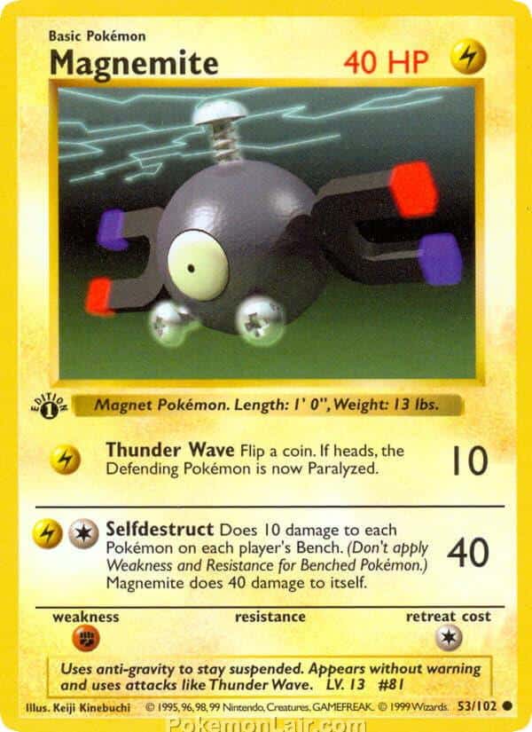 1999 Pokemon Trading Card Game Base Price List 53 Magnemite