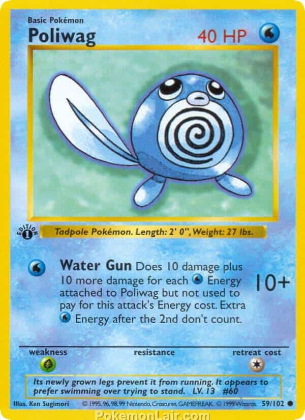 1999 Pokemon Trading Card Game Base Price List 59 Poliwag