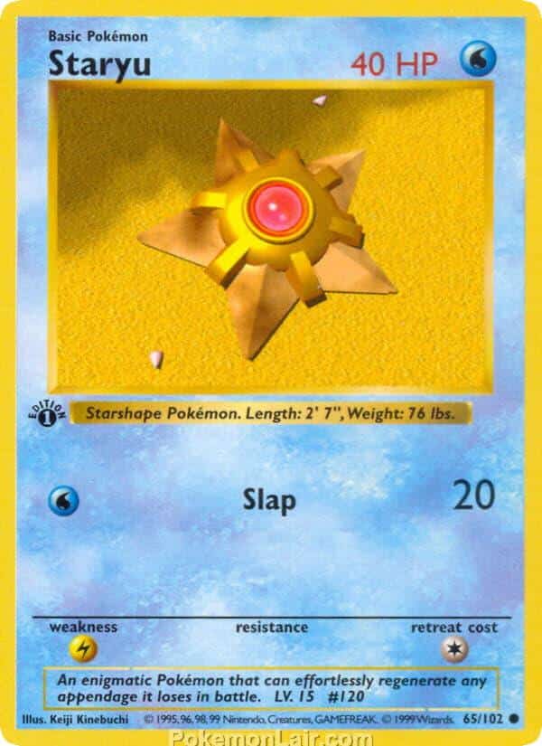 1999 Pokemon Trading Card Game Base Price List 65 Staryu