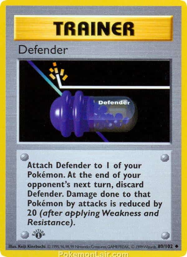 1999 Pokemon Trading Card Game Base Price List 80 Defender
