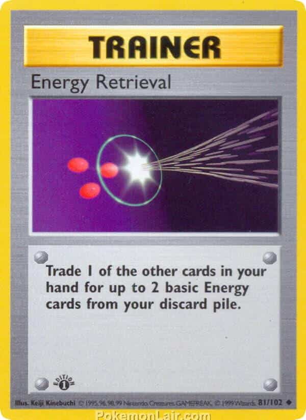 1999 Pokemon Trading Card Game Base Price List 81 Energy Retrieval