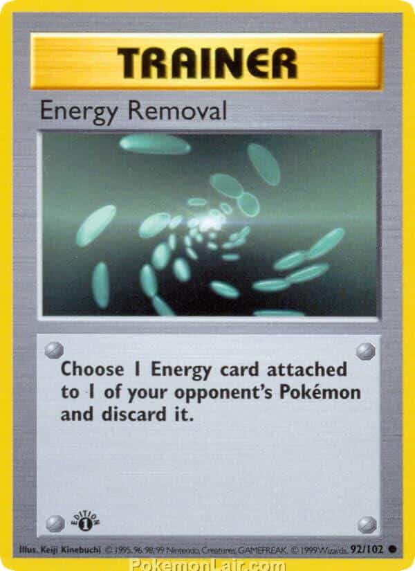 1999 Pokemon Trading Card Game Base Price List 92 Energy Removal