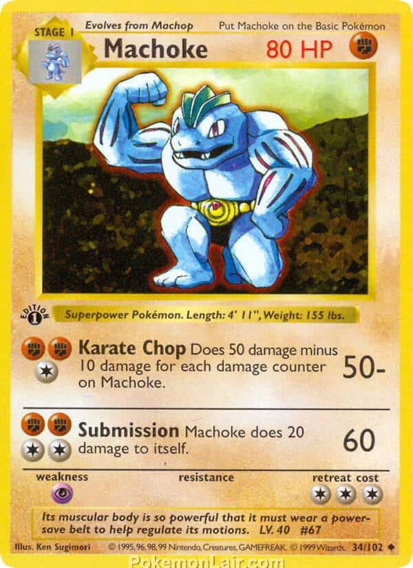 1999 Pokémon TCG Base Set - 34 - Machoke