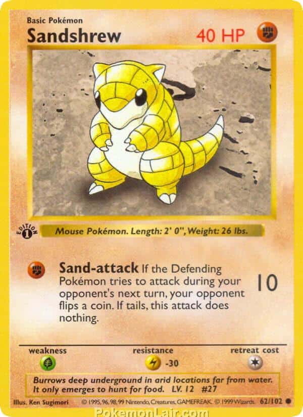 1999 Pokémon TCG Base Set - 62 - Sandshrew