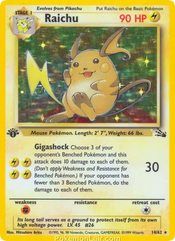 1999 Pokemon Trading Card Game Fossil Price List 14 Raichu