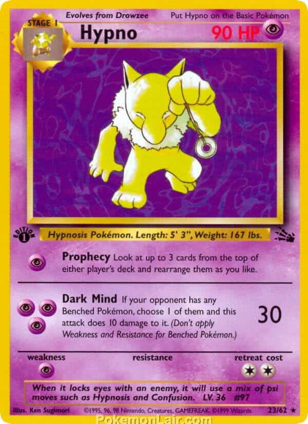 1999 Pokemon Trading Card Game Fossil Price List 23 Hypno