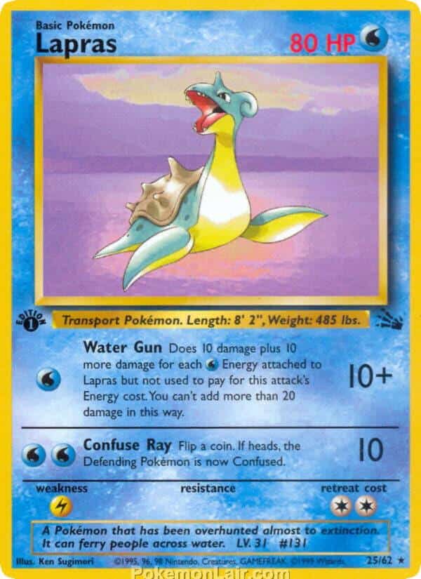 1999 Pokemon Trading Card Game Fossil Price List 25 Lapras