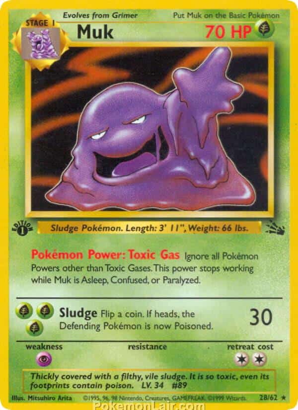 1999 Pokemon Trading Card Game Fossil Price List 28 Muk