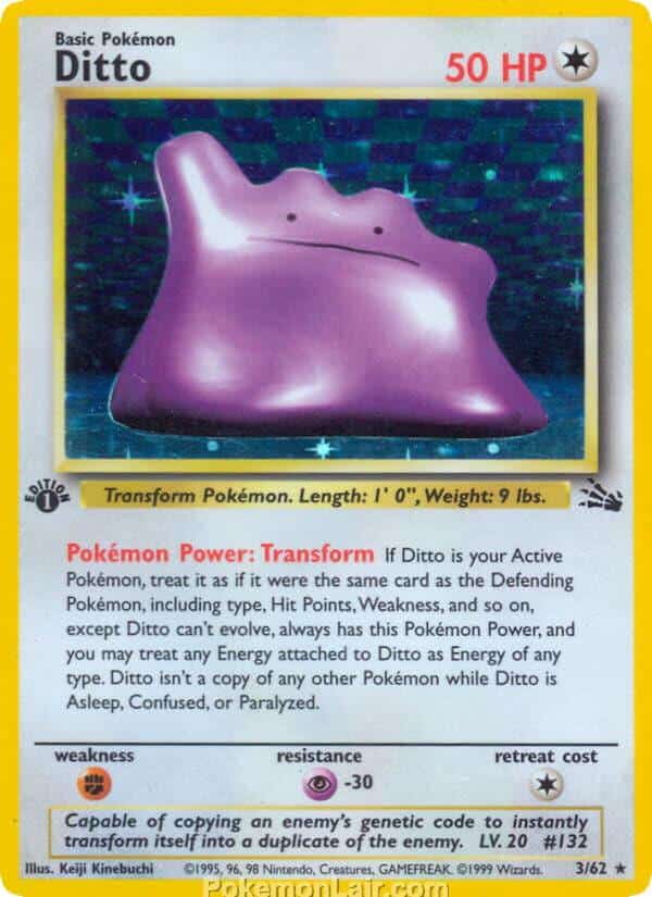 1999 Pokemon Trading Card Game Fossil Price List 3 Ditto