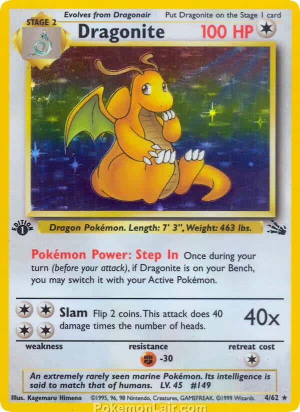 1999 Pokemon Trading Card Game Fossil Price List 4 Dragonite