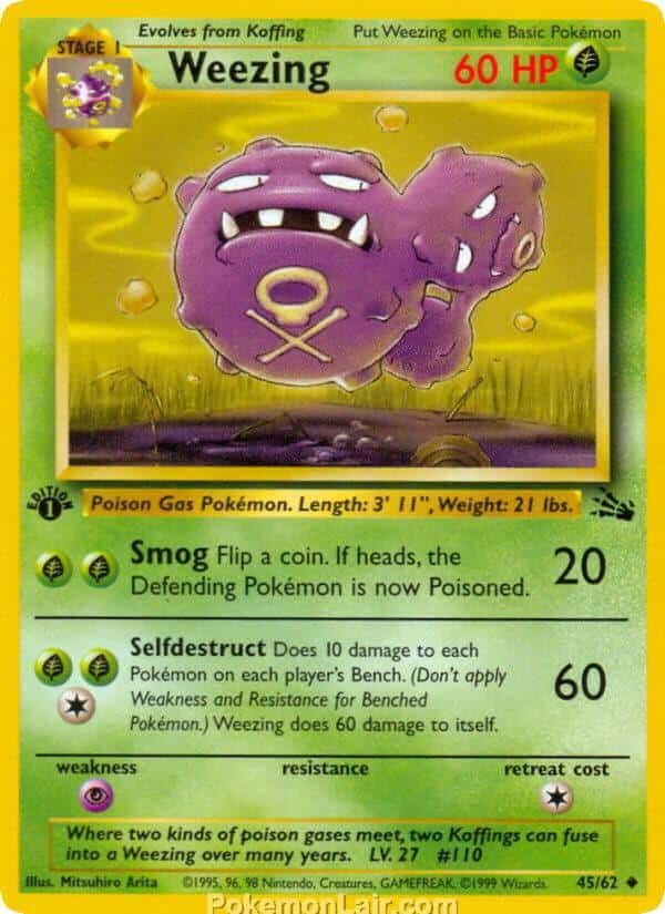 1999 Pokemon Trading Card Game Fossil Price List 45 Weezing