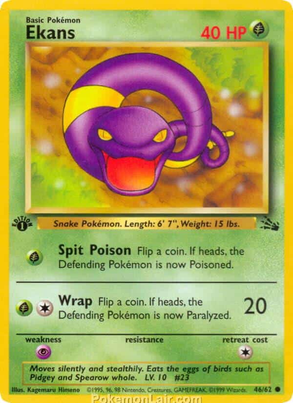 1999 Pokemon Trading Card Game Fossil Price List 46 Ekans