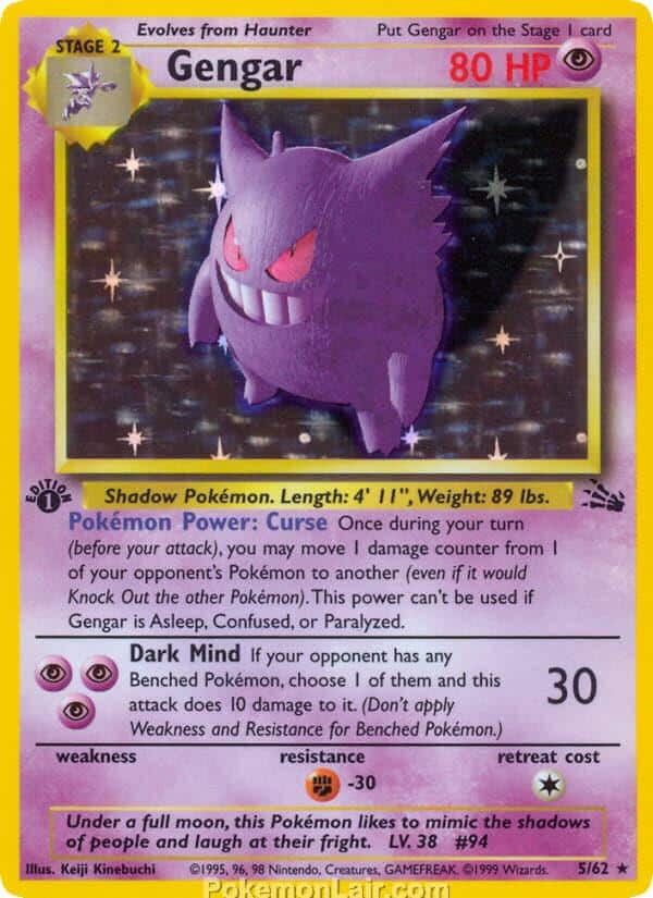 1999 Pokemon Trading Card Game Fossil Price List 5 Gengar