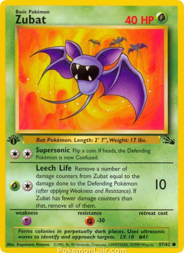 1999 Pokemon Trading Card Game Fossil Price List 57 Zubat