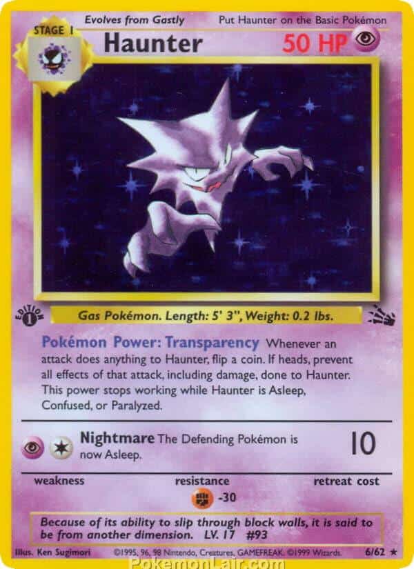 1999 Pokemon Trading Card Game Fossil Price List 6 Haunter