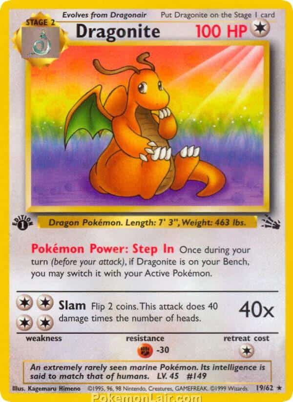 1999 Pokémon TCG Fossil Set - 19 - Dragonite