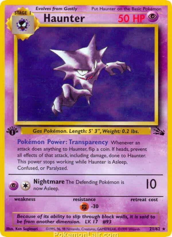 1999 Pokémon TCG Fossil Set - 21 - Haunter