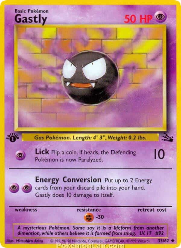 1999 Pokémon TCG Fossil Set - 33 - Gastly