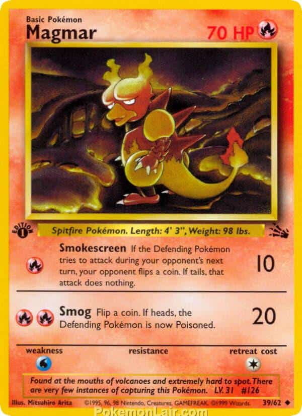 1999 Pokémon TCG Fossil Set - 39 - Magmar