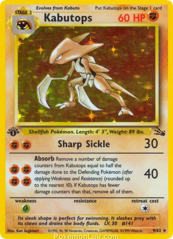 1999 Pokémon TCG Fossil Set - 9 - Kabutops