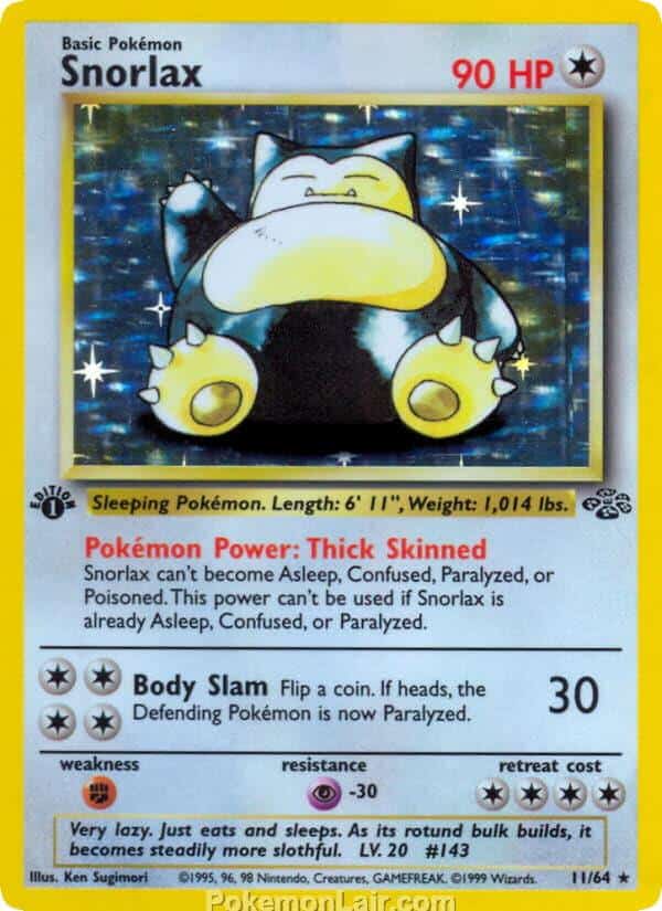 1999 Pokemon Trading Card Game Jungle Price List 11 Snorlax