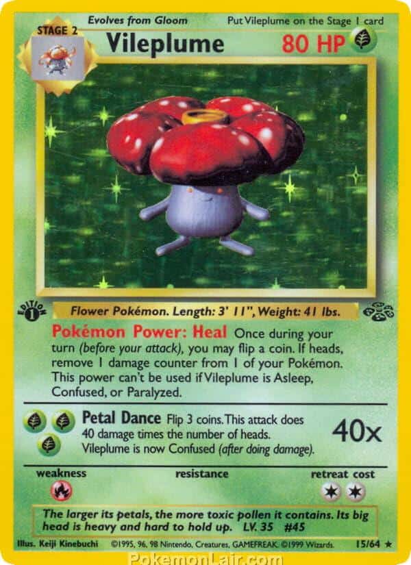 1999 Pokemon Trading Card Game Jungle Price List 15 Vileplume