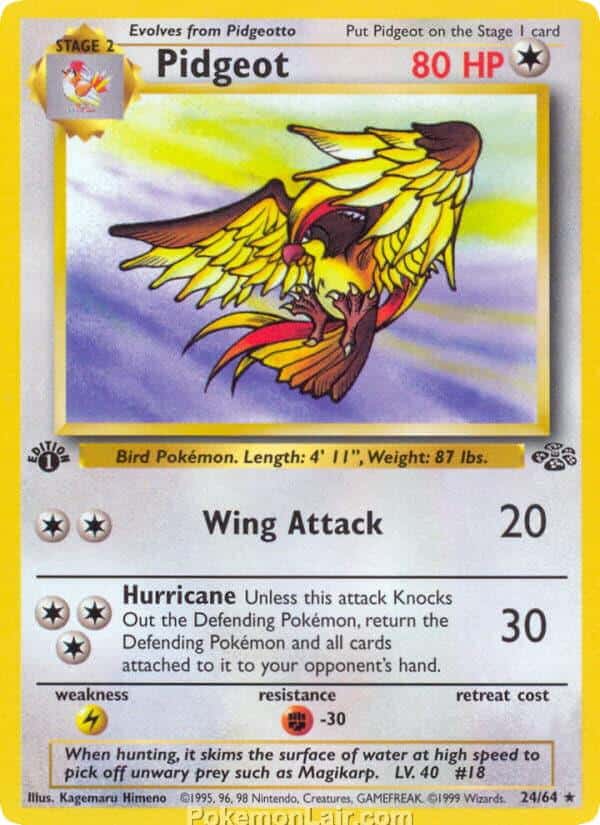 1999 Pokemon Trading Card Game Jungle Price List 24 Pidgeot