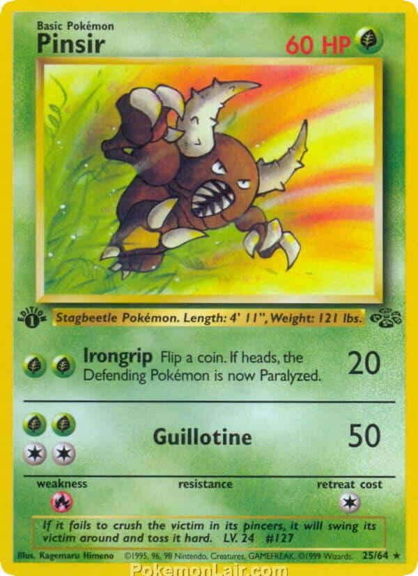 1999 Pokemon Trading Card Game Jungle Price List 25 Pinsir