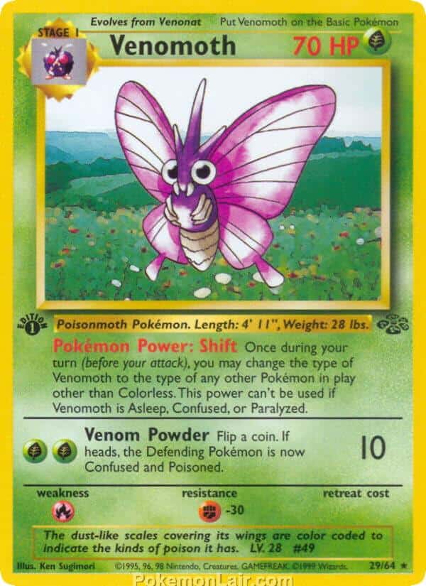 1999 Pokemon Trading Card Game Jungle Price List 29 Venomoth