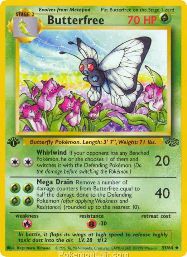1999 Pokemon Trading Card Game Jungle Price List 33 Butterfree