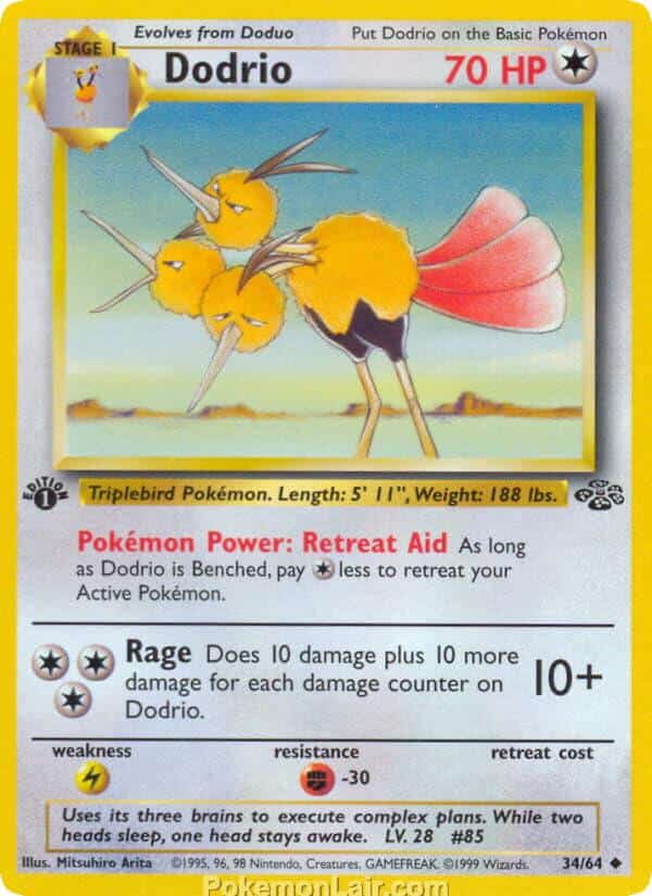 1999 Pokemon Trading Card Game Jungle Price List 34 Dodrio