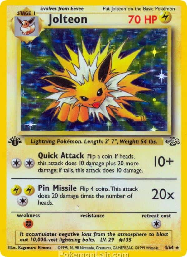 1999 Pokemon Trading Card Game Jungle Price List 4 Jolteon