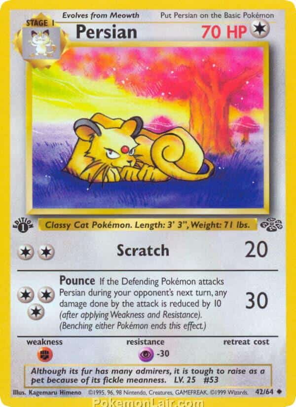 1999 Pokemon Trading Card Game Jungle Price List 42 Persian