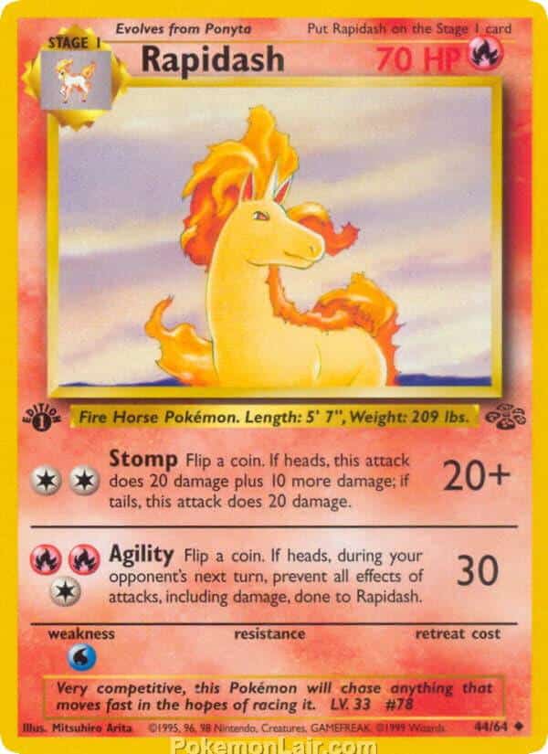 1999 Pokemon Trading Card Game Jungle Price List 44 Rapidash
