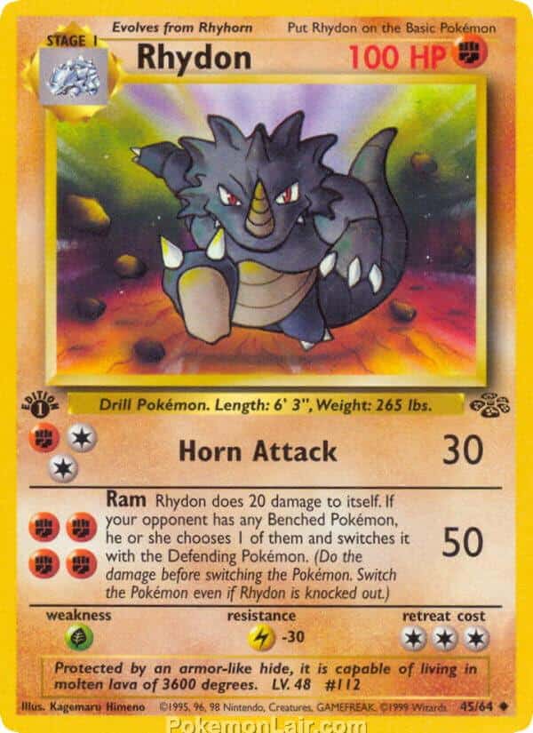 1999 Pokemon Trading Card Game Jungle Price List 45 Rhydon