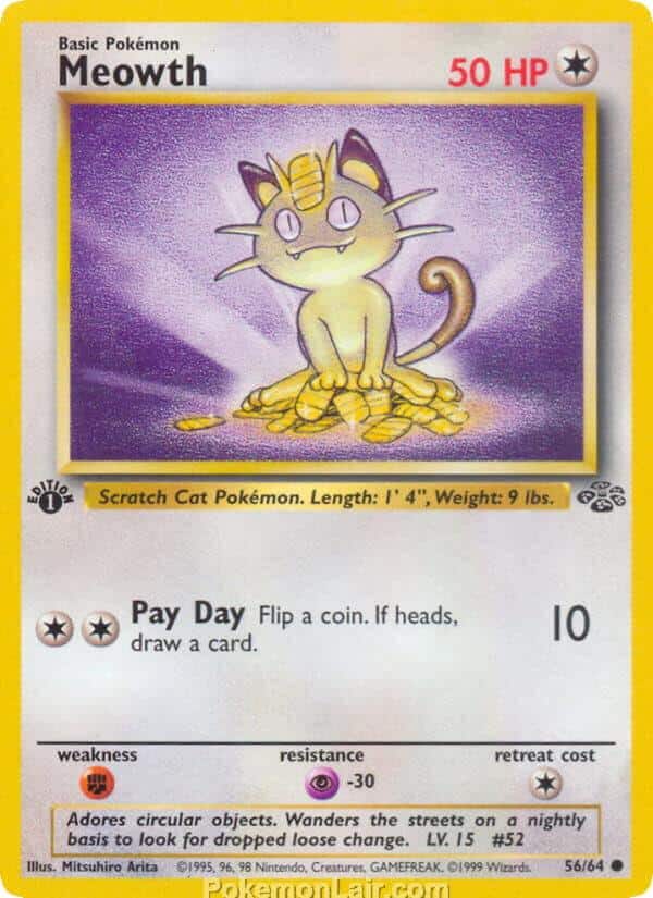 1999 Pokemon Trading Card Game Jungle Price List 56 Meowth