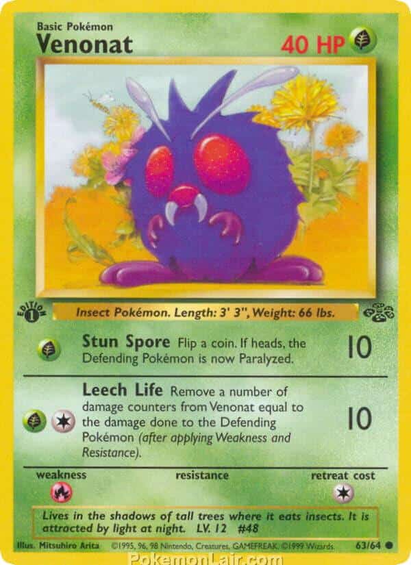 1999 Pokemon Trading Card Game Jungle Price List 63 Venonat