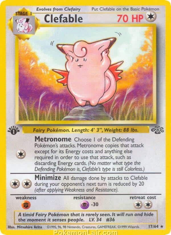 1999 Pokémon TCG Jungle Set - 17 - Clefable