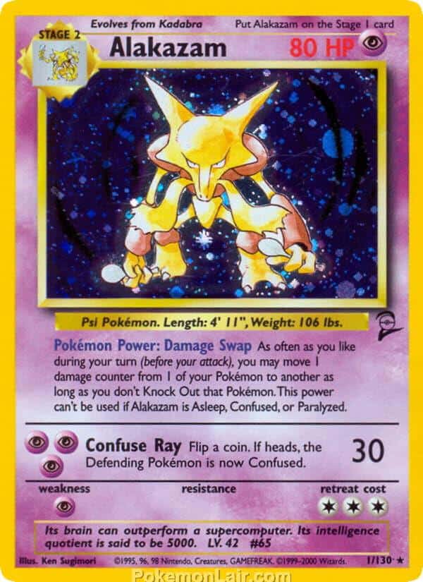 2000 Pokemon Trading Card Game Base 2 Price List 1 Alakazam